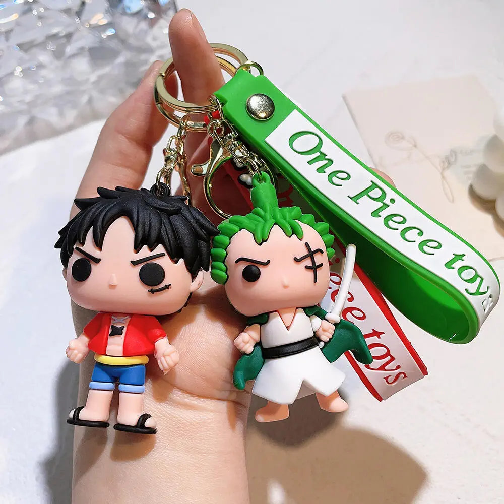 PVC Keychain Unisex Cartoon Anime ONE PIECE Luffy Doll Fashion Student Bag Pendant Cute Style Men'S Birthday Gift Key Ring
