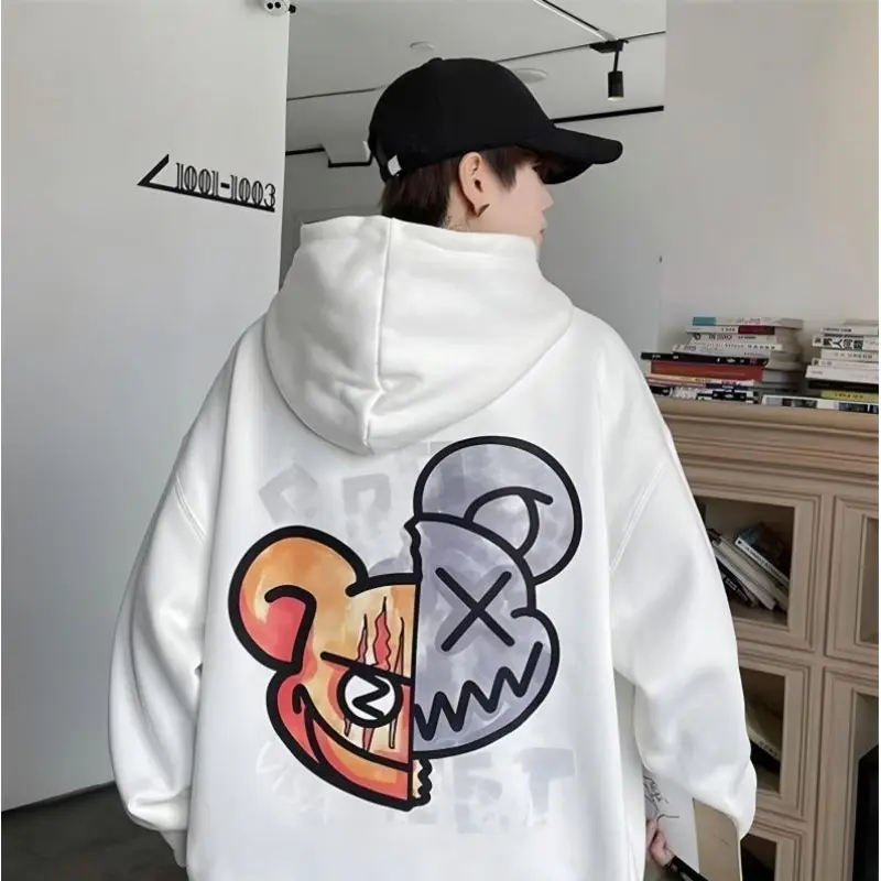 (S - 6XL) Hoodie KAWS BEAR Halloween Oversized S M L XXL XXXL 4XL 5XL 6XL Jacket Bigsize Boy Girl Beruang Sweater Cartoon Anime Jumbo Korean Street Style  BIG SIZE Harajuku Style Hip Hop Hitam Putih Denim Grey Abu abu Mint Sage Green Navy Merah JBS