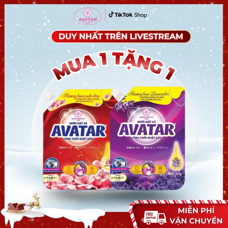   Mua 1 Tặng 1  Nước giặt xả Avatar 5 Trong 1 Với Mùi Hoa Anh Đào Và Hoa Oải Hương 2KG Túi 