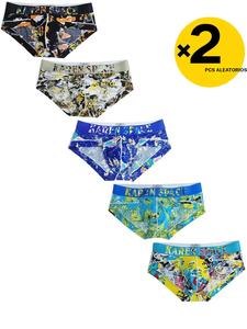 Paquete aleatorio de 2/3/4 piezas, color surtido, bragas tipo triángulo para hombre de tiro bajo con estampado tropical en malla, nuevo estilo, transpirables, para uso diario y ocio en casa
