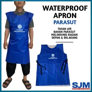 [COD] Apron Parasut Industri Logo K3 / Celemek Anti Air Biru Lokal