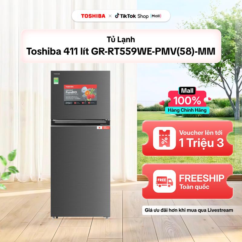 Tủ lạnh Toshiba Inverter 411 lít GR-RT559WE-PMV(58)-MM - Khử mùi diệt khuẩn tối ưu Pure BIO - Ngăn giữ ẩm Origin Fresh