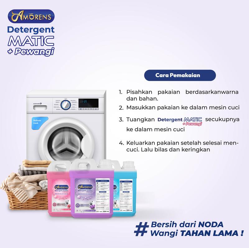 Amorens Deterjen MATIC Laundry + PEWANGI Cair 1 Liter / Detergent ...