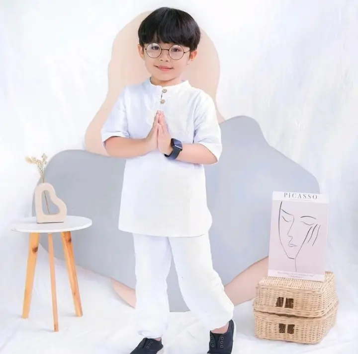 Setelan Baju Muslim Anak Laki Laki Terbaru Celana Panjang Koko Kurta Anak Cowok Cocok Digunakan Lebaran dan Ngaji Menggunakan Topi Untuk Usia Anak 1 Tahun - 10 tahun
