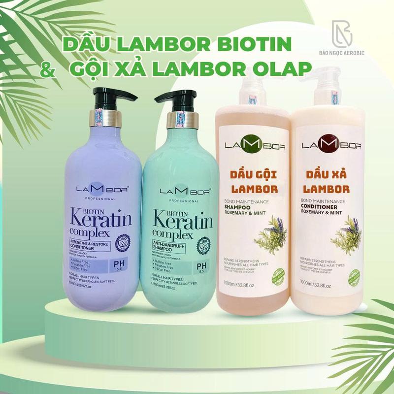 Lambor - CẶP GỘI XẢ LAMBOR BẠC HÀ 1000ML + CẶP GỘI XẢ LAMBOR BIOTIN KERATIN 850ML