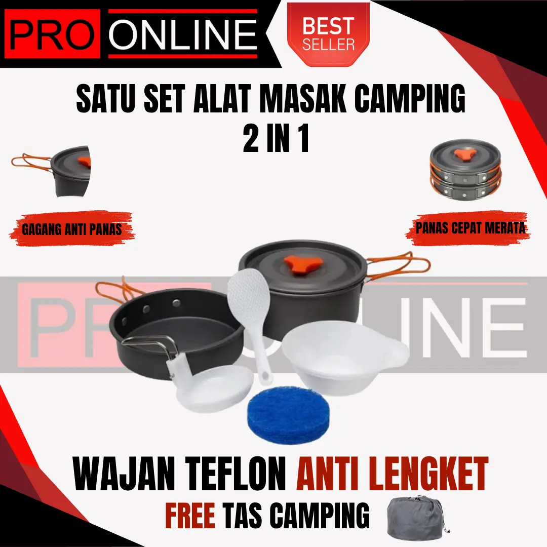 Alat Masak Panci Kemping Gunung. Cooking Set DS-200 Camping Nesting 1-2 Person Outdoor