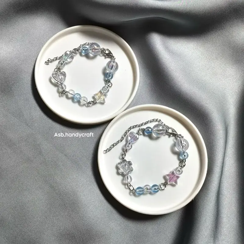 ￼[GKK003] 1pcs - Gelang Manik Kawat Silver Premium / Beads Korean series / Best seller / new