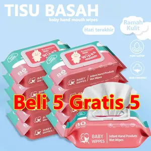 Beli 5 Gratis 5 Hypoallergenic Organic Baby Wipes Unscented 80Pcs Per Pack 99% Water