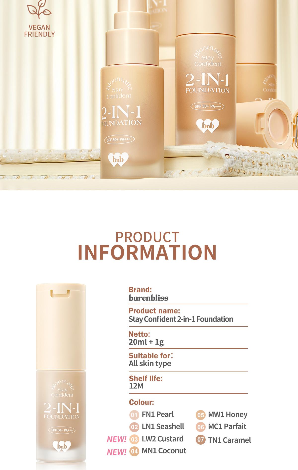 BNB barenbliss Bloomatte Stay Confident 2-in-1 Foundation | Foundation & Concealer, Tahan Lama 16 Jam, Waterproof & Sweatproof, Natural-Matte Finish, SPF 50 PA+++ BNB barenbliss Bloomatte Stay Confident 2-in-1 Foundation | Foundation & Concealer, Tahan Lama 16 Jam, Waterproof & Sweatproof, Natural-Matte Finish, SPF 50 PA+++