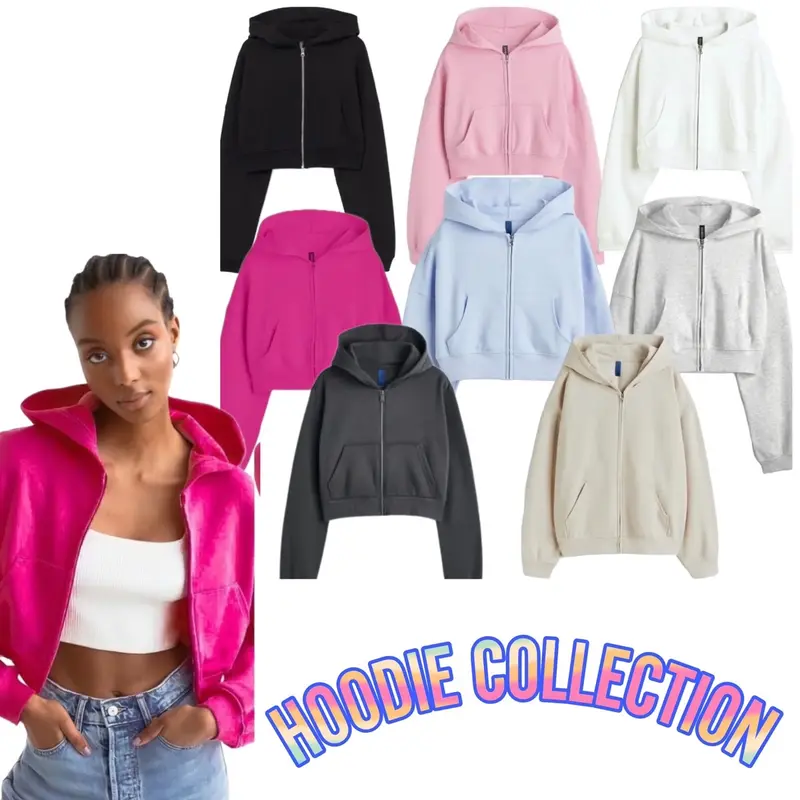 Crop zipper Hoodie bahan tebal dan lembut 0