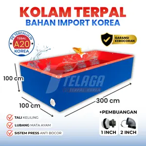 Kolam Terpal Ikan Kotak 300x100x100 cm Tebal A20 Budidaya Lele Nila Gurame