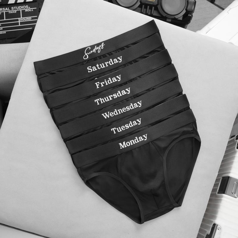 Combo 7 Quần Sịp TAM GIÁC  Full Màu Đen Chất Liệu Thun lạnh chữ dệt trên chun. Menswear (C 7)