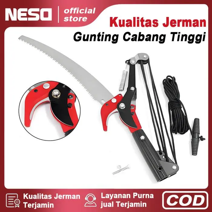 NEW PRODUK NESO GERMAN TOOL GUNTING DAHAN TINGGI 350MM (COD) GUNTING DAHAN TALI GUNTING CABANG TINGGI GERGAJI RANTING POHON TINGGI ADJUSTABLE TELESCOPIC ALAT POTONG DAHAN GERGAJI HIGH BRANCH SCISSORS GERGAJI KAYU
