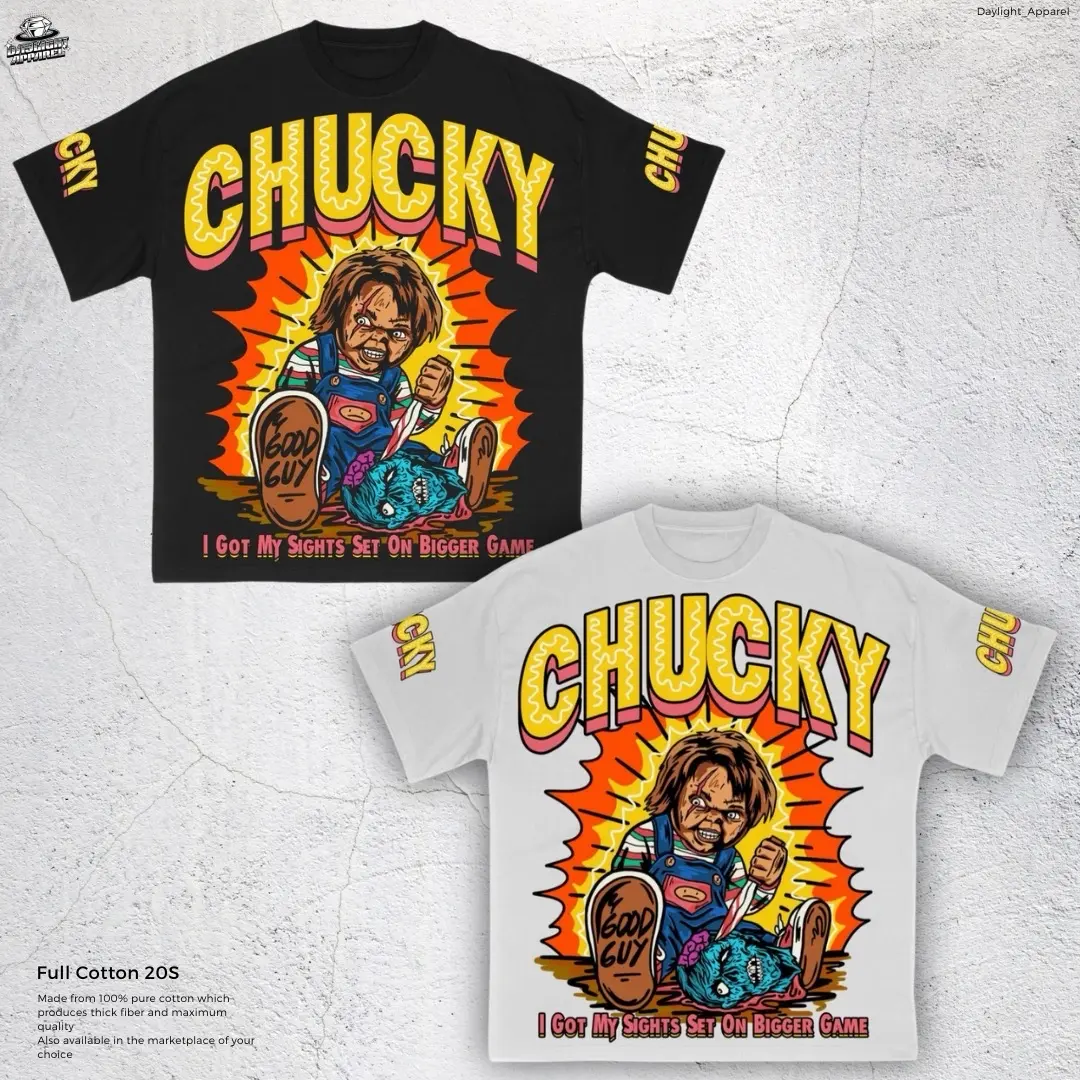 T-Shiry CHUCKY - kaos oversize boxy Series 20S Hitam skena