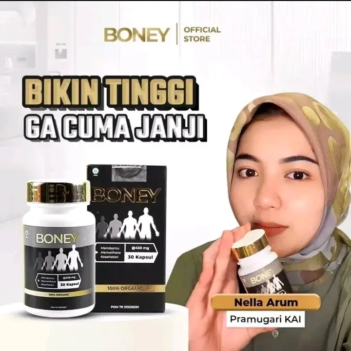 Boney Peninggi badan Suplemen kesehatan Tulang Pria & Wanita Naik 5-15 CM Aman BPOM Original