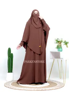 Gamis Faaza - Abaya Syar'i Set Hijab Bandana + Free Cadar tali Crinkle Airflow Highquality - Muslim Wanita Dress Syari Mewah Cantik Hitam Basic Dewasa Casual Remaja Lebaran Pesta Kondangan Ibu