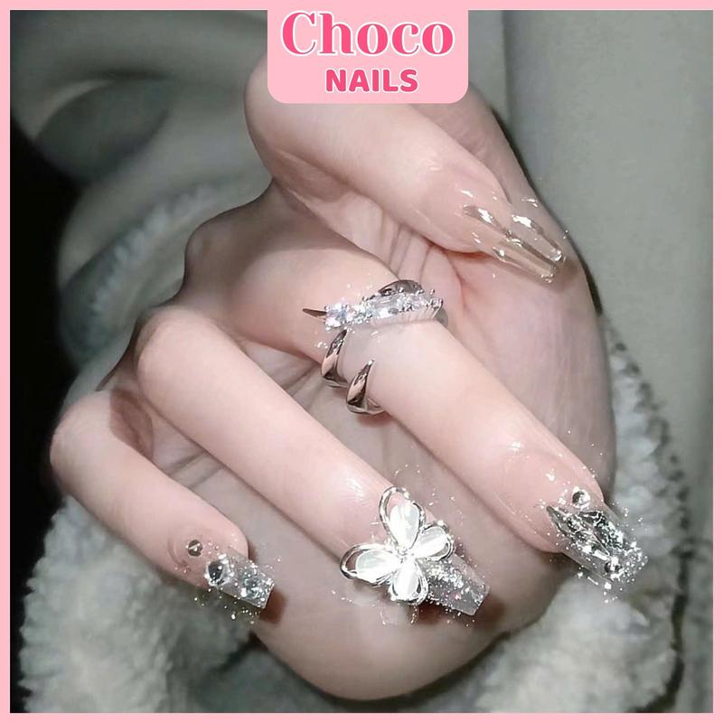 M114 CHOCO NAIL_NAIL BOX set nail giả 24 m.óng cực xinh Nữ Làm Nail nail box giare