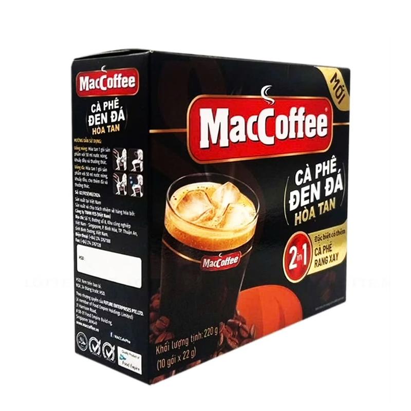  Combo 5 hộp MacCoffee 2 in 1 Cà phê đen đá hòa tan Cà phê phố Rang Xay chuận vị Mỗi hộp 10gói x 22gr 