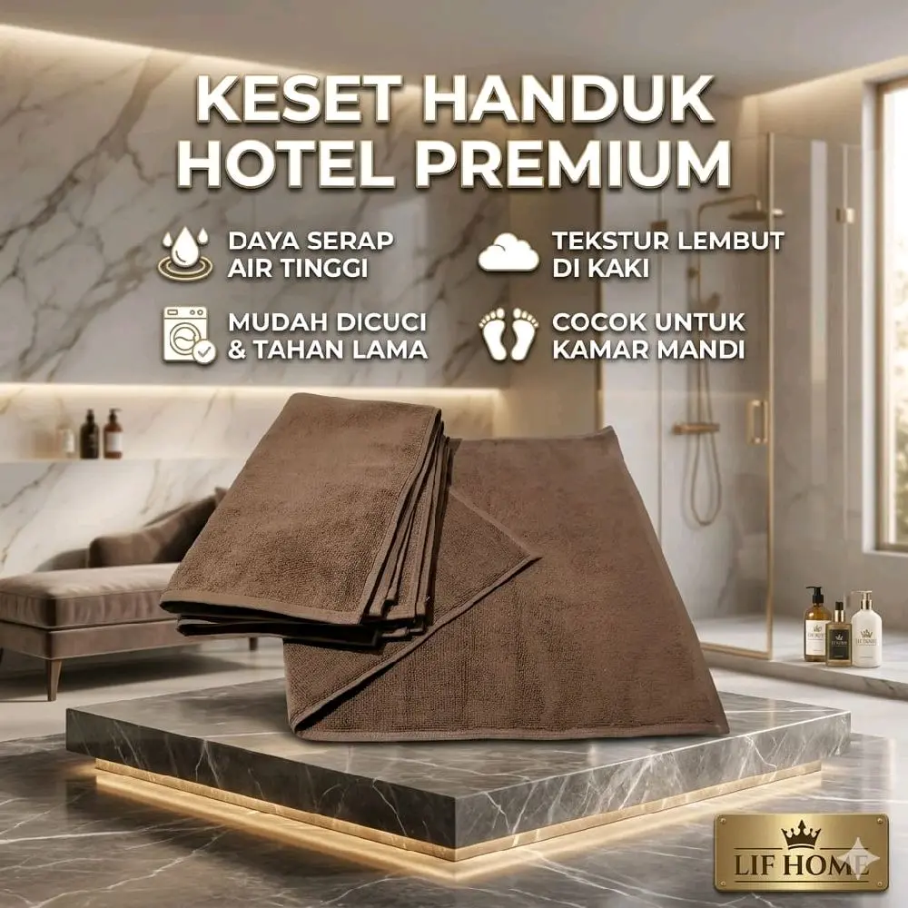 LIF HOM Keset Handuk Hotel Premium dengan Daya Serap Air Tinggi dan Tekstur Lembut di Kaki