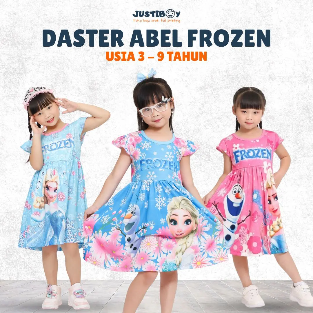 Daster Baju Anak Perempuan Elsa Frozen / Dress Fashion Anak Cewek Princess Umur 4 - 10 Tahun [ABEL]