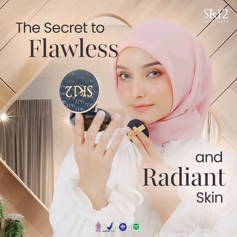 Perfect Cushion SR12 Bedak Basah dan Refil isi ulang Glowing Tahan Lama Anti Air BPOM Skincare Natural dan Ivory Concealer Foundation Cover long Lasting Waterproof 3