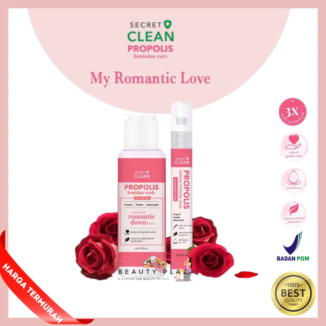 SECRET CLEAN Propolis Feminine Care ROMANTIC LOVE Series | Wash 100ml | Spray 8ml