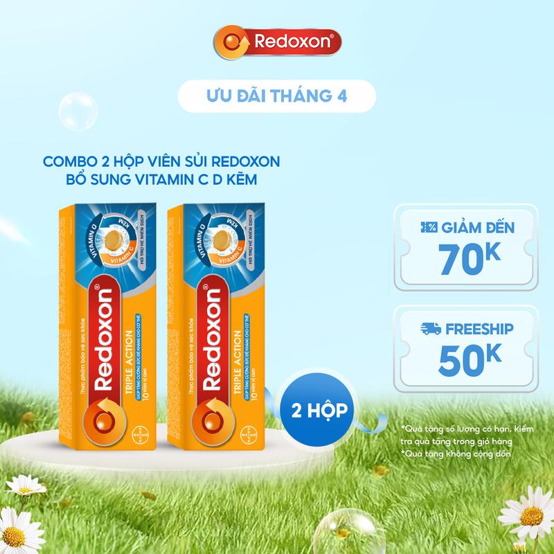 Bộ 2 Viên sủi bổ sung Vitamin C, D, và Kẽm Redoxon Triple Action 10 viên/Hộp