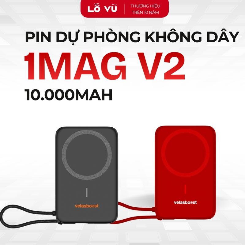  LoVu Pin sạc dự phòng không dây 1MAG V2 10.000 mAh Sạc nhanh có dây 22.5w max   không dây 18w max Dây Type-C đi liền - Phụ kiện điện thoại Lỗ Vũ 1 levu01 vuabanlo 