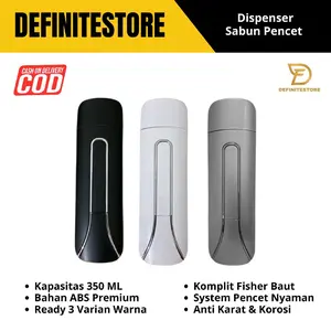 Dispenser Sabun Botol Sabun Cair Soap Disepenser Pencet Tempat Sabun Cair Tempat Sabun Dinding Kapasitas 350 ml Putih Hitam Tebal