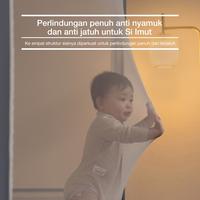 Gambar [PROMO] Medoga Kelambu Anti Jatuh Anti Nyamuk Tenda Bayi & Dewasa Jumbo Kotak 120 160 180 200 - Biru Garis, No Bundling, 120 x 192 dari kelambu medoga Kota Tangerang 3 Tokopedia