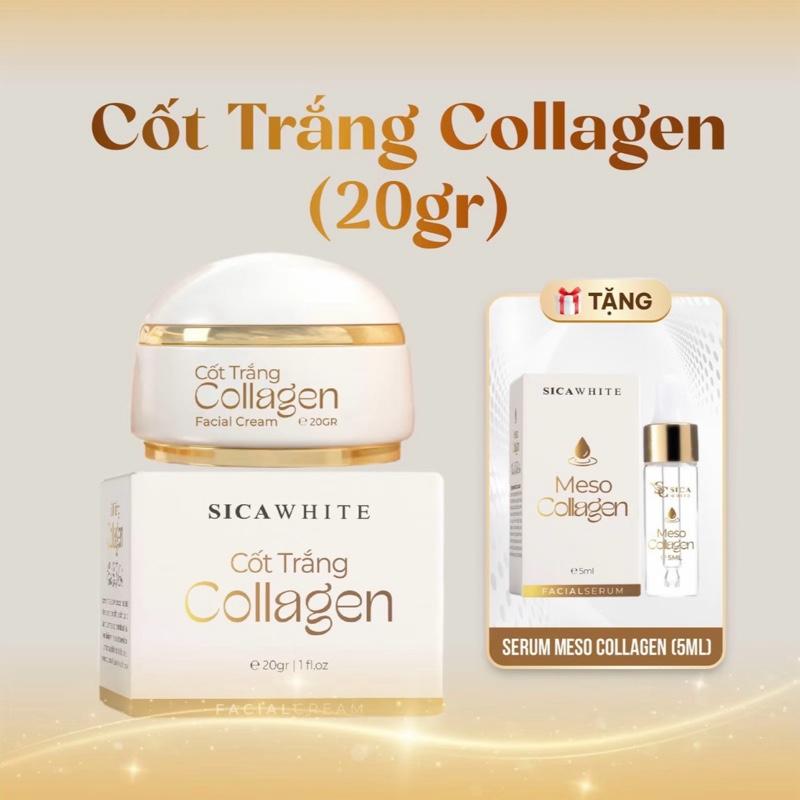 Kem Cốt Trắng Collagen 20gr Kèm 1 Serum Meso Collagen 5ml - Hỗ Trợ Chăm Sóc Da Nám - Hỗ Trợ Da Không Đều Màu skincare skin care