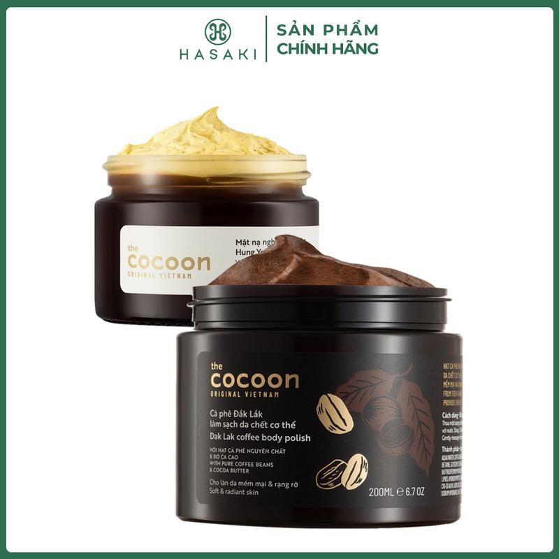 Combo Cocoon Mặt Nạ Nghệ Hưng Yên & Tẩy Da Chết Toàn Thân Cà Phê Đắk Lắk 30ml+200ml | HASAKI BEAUTY Dưỡng Da Body Dưỡng Body