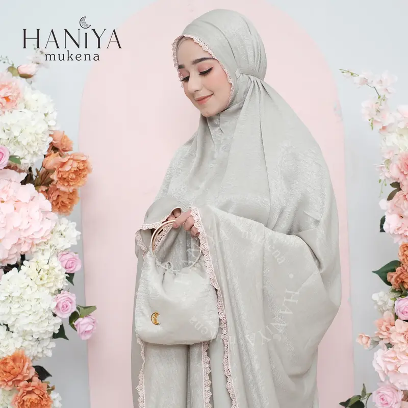Haniya Mukena - Shafiy Series 2in1 Traveling Santorini Silk Adem Lembut Seserahan Jumbo Dewasa 2