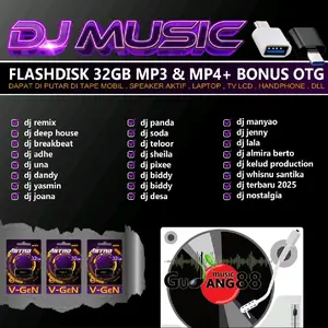 Flashdisk Full DJ 32GB MP3 & MP4 , untuk Tape Mobil, Speaker , Tv LCD, Laptop, dll