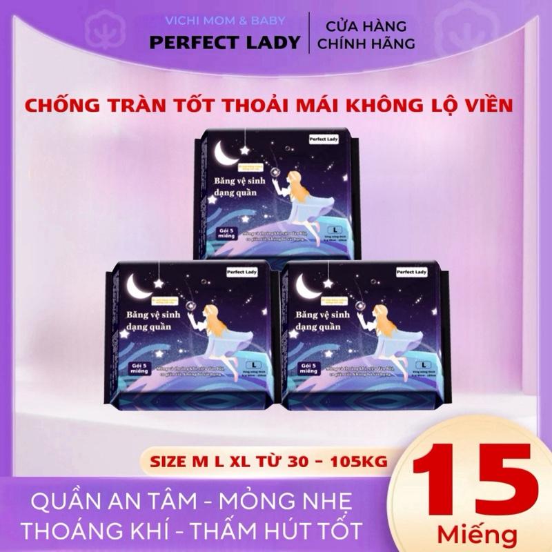 COMBO 3 GÓI (15 MIẾNG) Băng vệ sinh dạng quần PERFECT LADY dùng được cả ngày và đêm/phụ nữ sau sinh Tampon Nữ