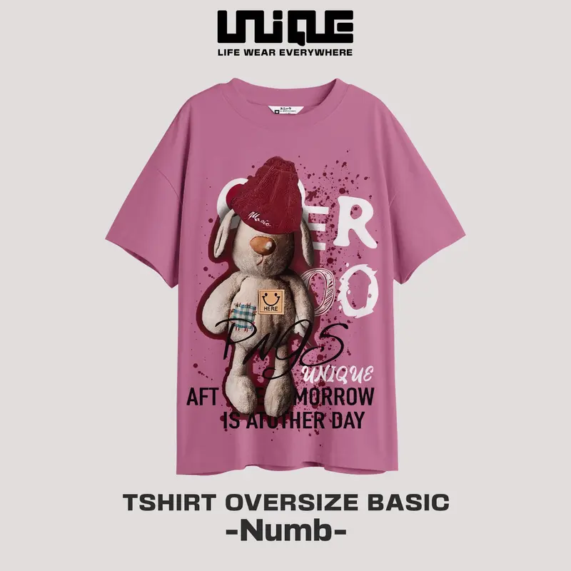 UNIQUE - (Unique Series) Kaos Oversize NUMB Basic Combed Lembut Pria & Wanita Sablon 0