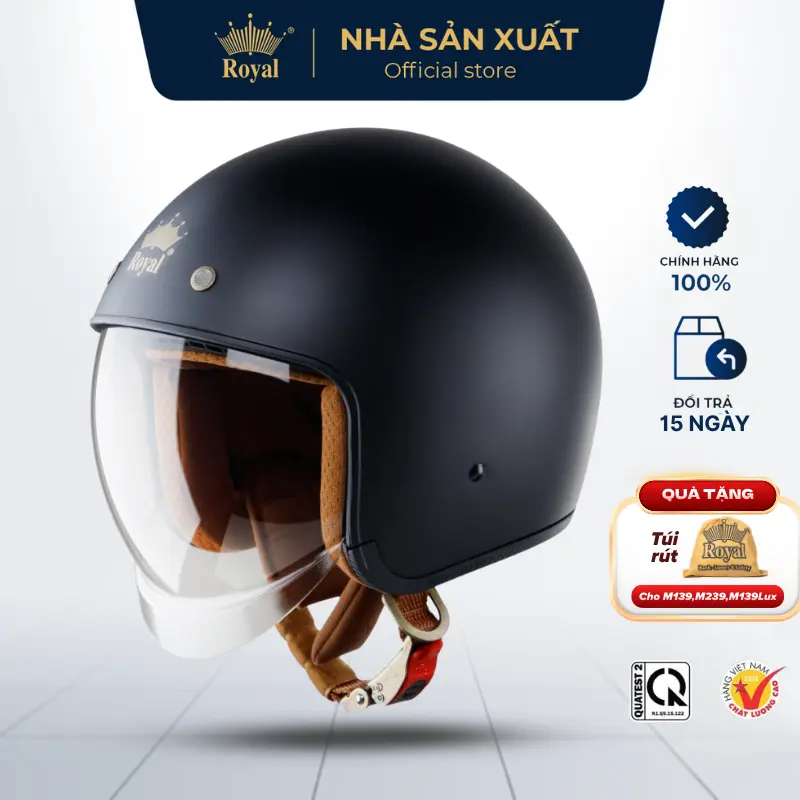 Mũ Bảo Hiểm 3/4 Kính Âm Royal M139 Mũ Bảo Hiểm Đi Phượt Đạt Chuẩn Chính Hãng