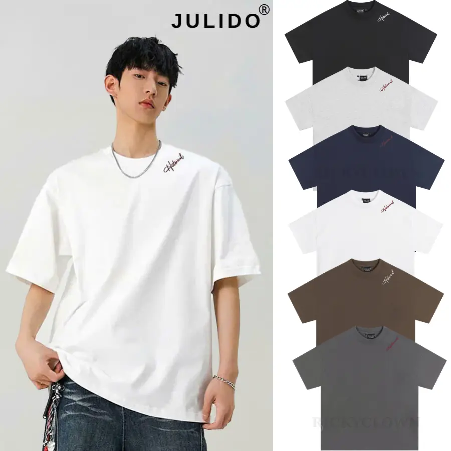 COMBO 2 Áo Thun nam nữ JULIDO cổ tròn logo thêu Chất liệu cotton cao cấp, thoáng mát