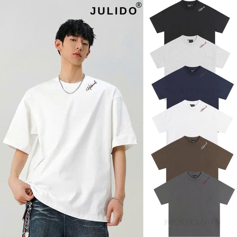 COMBO 2 Áo Thun nam nữ JULIDO cổ tròn logo thêu Chất liệu cotton cao cấp thoáng mát