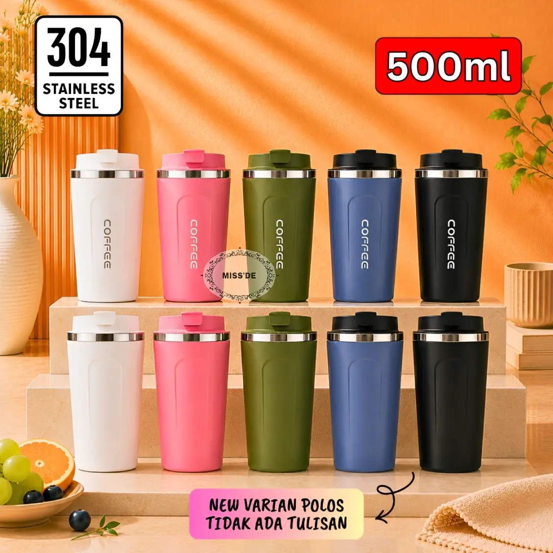 ORYNIX TUMBLER COFFEE MUG 500ML STAINLESS STEEL / GELAS KOPI TAHAN PANAS DINGIN / COFFEE CUP WITH LID / TEA CUP