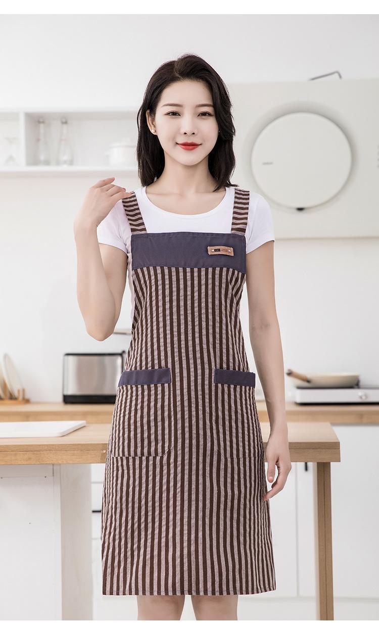 Product Introduction of Tạp dề nhà bếp, họa tiết sọc, hai túi, chống dầu và chống bẩn, thời trang và dễ thương, thích hợp để sử dụng tại nhà, quần áo bảo hộ lao động chống bụi bẩn, thích hợp cho công việc cà phê, dây thắt lưng thoáng khí, lý Tưởng cho mùa hè 13