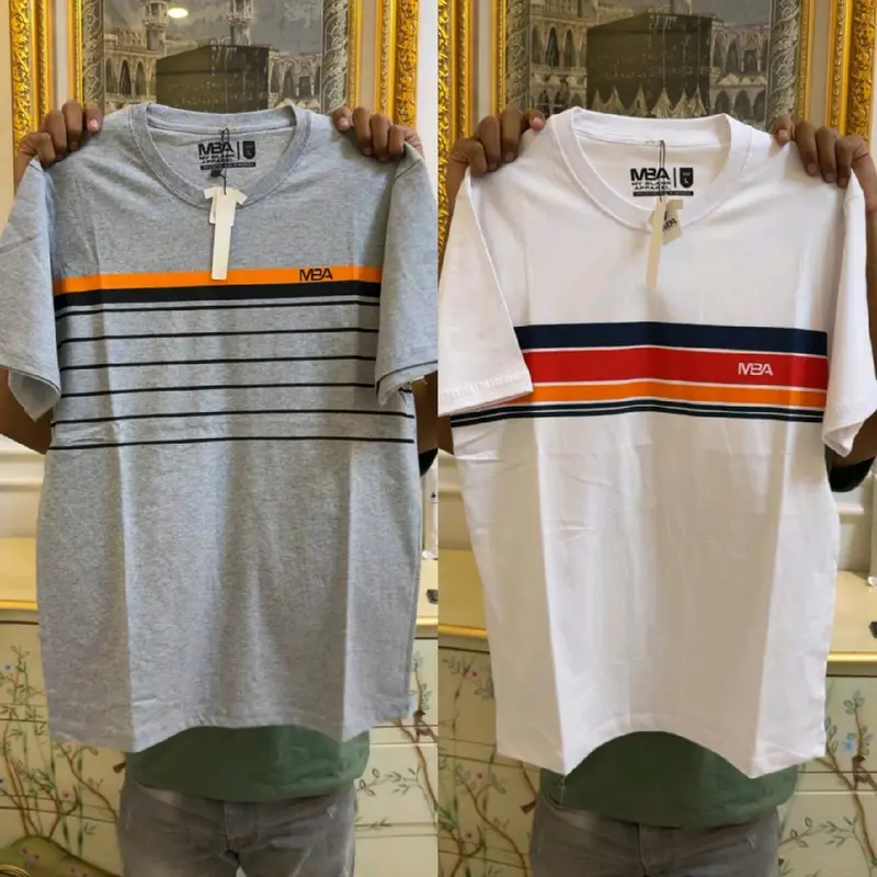Buy 1 Get 1 Free(Dapat 2 Kaos)Pakaian Kaos Pria Wanita Dewasa MBA My Blank Apparel 100% Cotton 24s Edisi Motif Garis Salur Casual Formal. Baju Pria dan Wanita Dewasa -  Atasan Santai  Standar Lengan Pendek Distro Keren Katun Lembut Nyaman Panjang 6