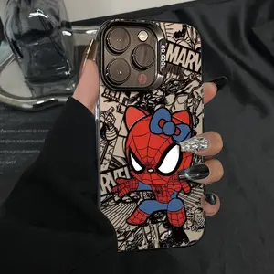 Berlaku untuk iPhone Pasangan Spider-Man Kasus ponsel 11 12 13 14 15 16 17 penampilan logam Kasus ponsel iPhone 11 PRO MAX 12 PRO MAX 13 PRO MAX 14 14PLUS 14PRO MAX 15 15PLUS 15PRO MAX 16PRO MAX Casing  X XSMAX X