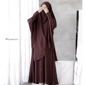gamis abaya terbaru 2025 muslimah set khimar simpel mewah bahan crinkle airflow premium Dewasa Dress Syari Wanita Dress Basic Remaja Putih Lebaran