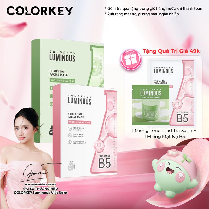 DEAL HOT 1 HỘP Mặt Nạ Giấy COLORKEY LUMINOUS Hỗ Trợ Cấp Ẩm PHIÊN BẢN NÂNG CẤP MỚI 10 miếng hộp - KCL1L1