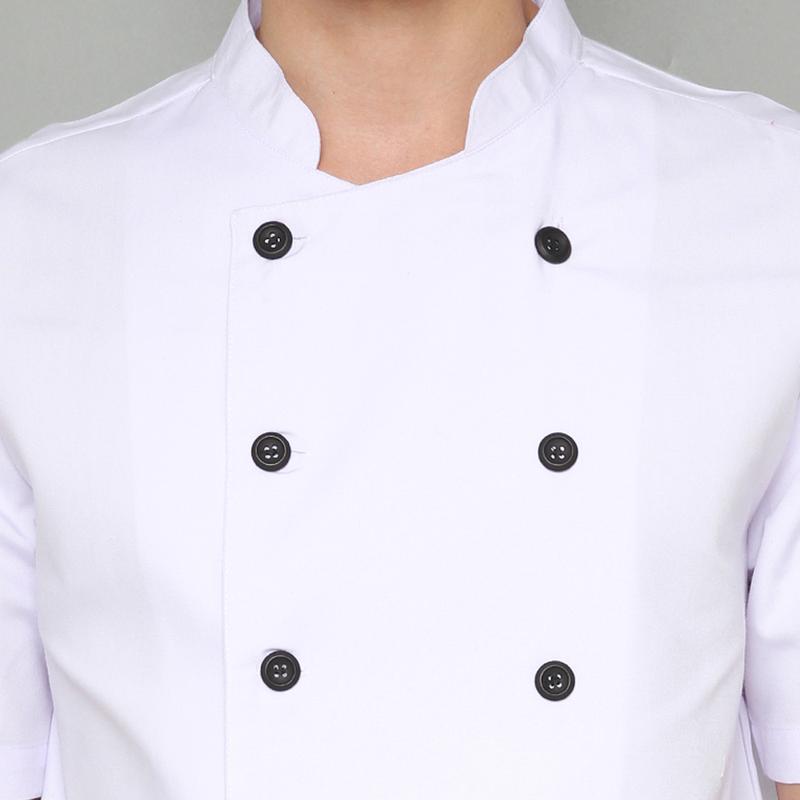 Simple Series Short Sleeve Chef Jacket - White with Black Detail 5