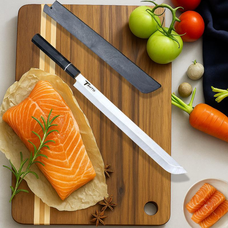 Dao thái lát cá hồi, sashimi - chất liệu thép chống gỉ - Sử dụng trong bếp Nhật- dao chuyên thái cắt