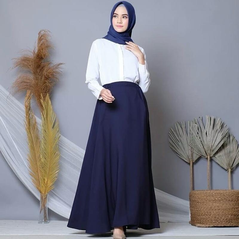 Rok Polos Panjang Wanita Dewasa  Maxi Hitam -, Casual, , Cewek 3