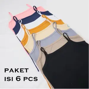 PRODUK TERLARIS ISI 6pcs Tanktop tali kecil korea tanktop tali besar / tanktop wanita dewasa / tanktop jumbo / tanktop korea / Tengtop singlet wanita dewasa