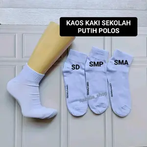 6 pasang kaos kaki sekolah putih polos pendek SD SMP SMA